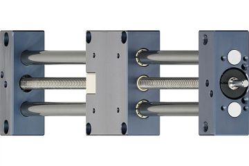 drylin® SHT-12 lead-screw driven actuator with shafts