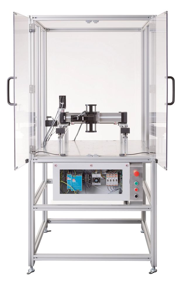 robot cell with a gantry installed
